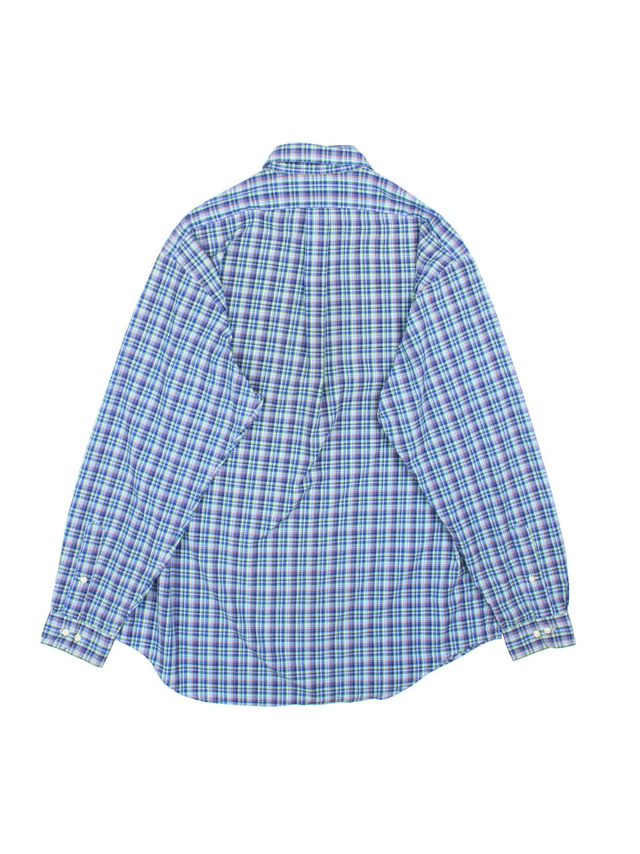 Ralph Lauren Shirt in a blue, green, white and red checkered colourway, button up with the logo embroidered on the front.