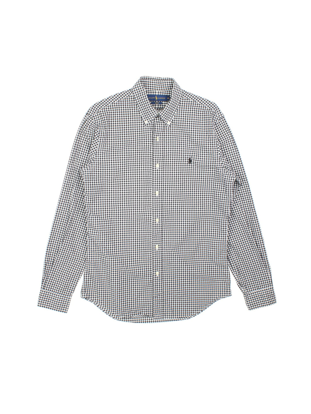 Ralph Lauren Shirt in a black and white checkered colourway, button up with the logo embroidered on the front.