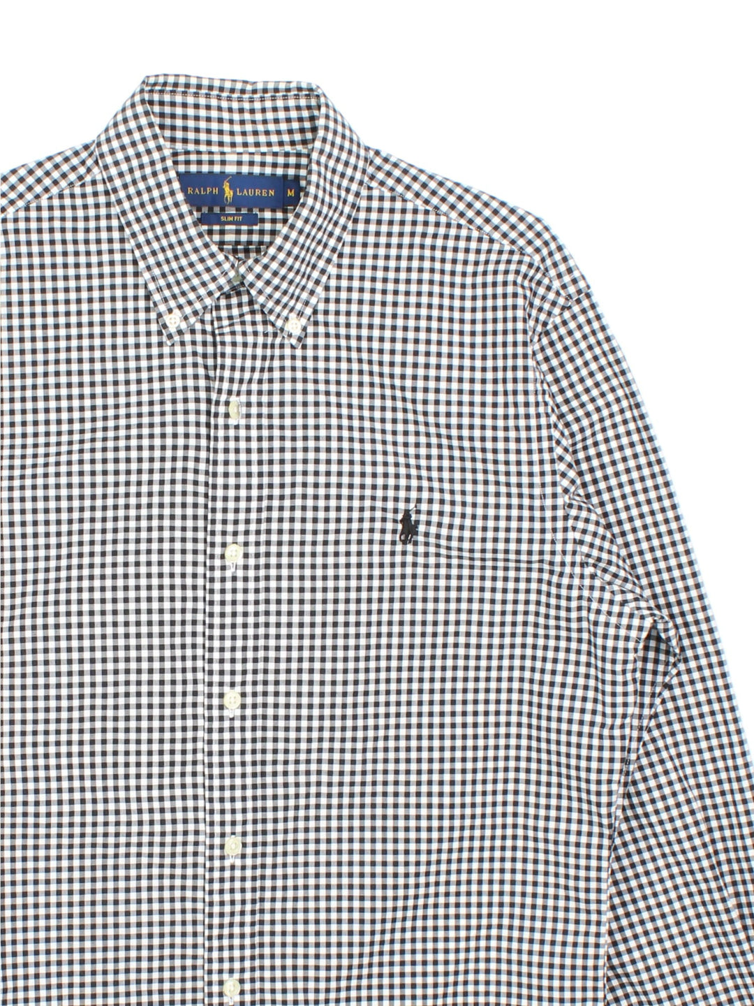 Ralph Lauren Shirt in a black and white checkered colourway, button up with the logo embroidered on the front.