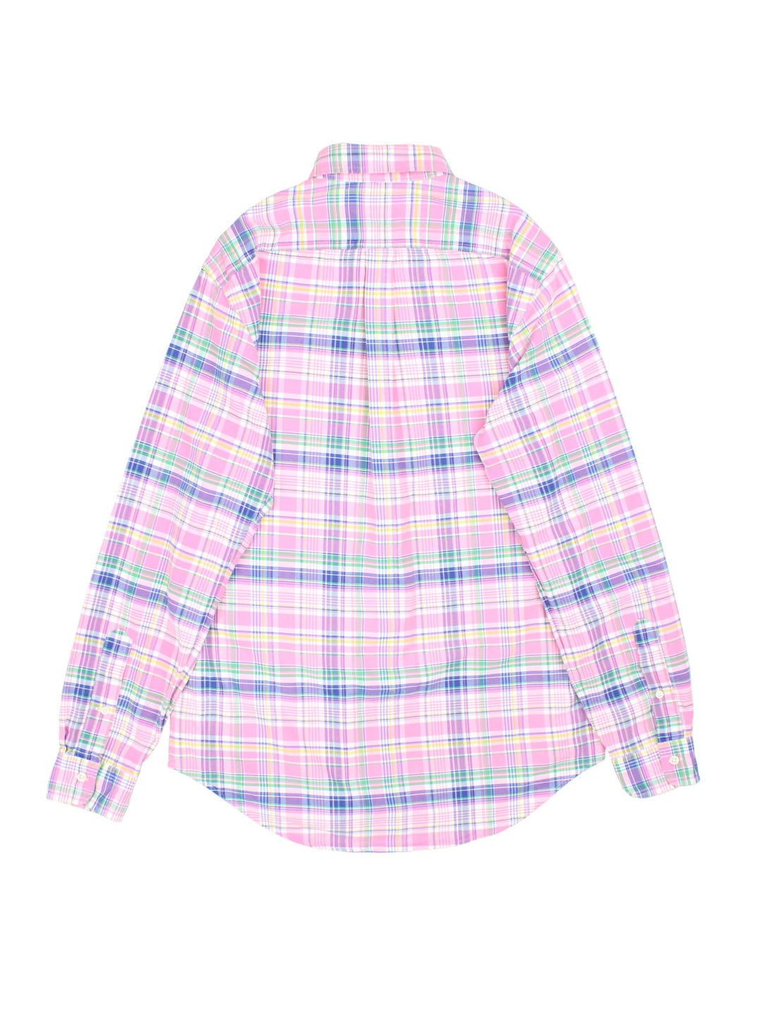 Ralph Lauren Shirt in a pink, white, yellow, blue and green checkered colourway, button up with the logo embroidered on the front.