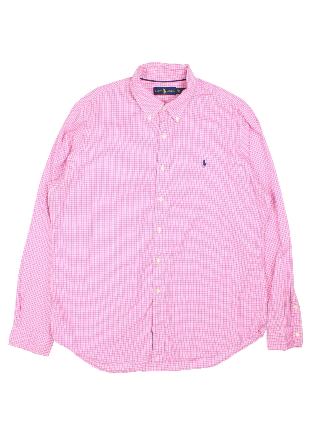 Ralph Lauren Shirt in a pink, white and black checkered colourway, button up with the logo embroidered on the front.