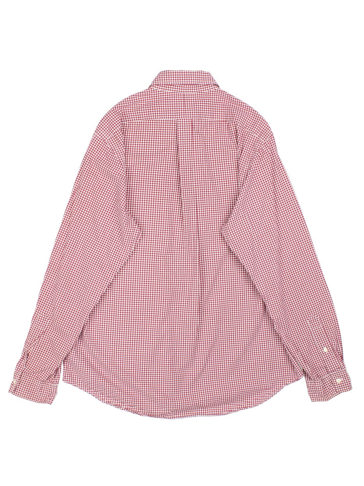 Ralph Lauren Shirt in a red and white checkered colourway, button up with the logo embroidered on the front.