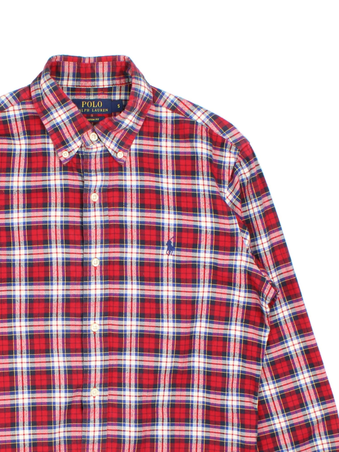 Ralph Lauren Shirt in a red, white and blue checkered colourway, button up with the logo embroidered on the front.