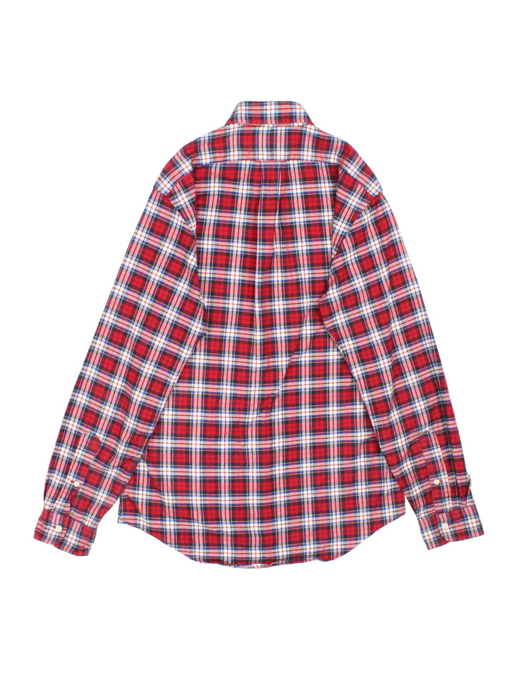 Ralph Lauren Shirt in a red, white and blue checkered colourway, button up with the logo embroidered on the front.