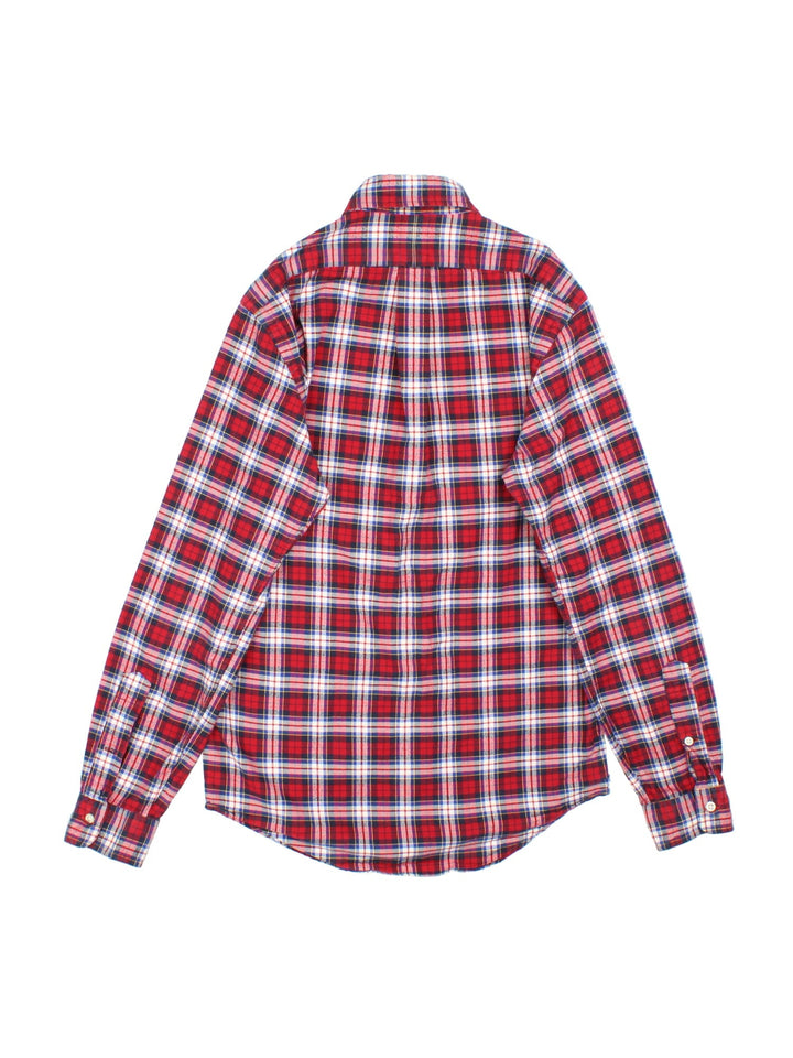 Ralph Lauren Shirt in a red, white and blue checkered colourway, button up with the logo embroidered on the front.