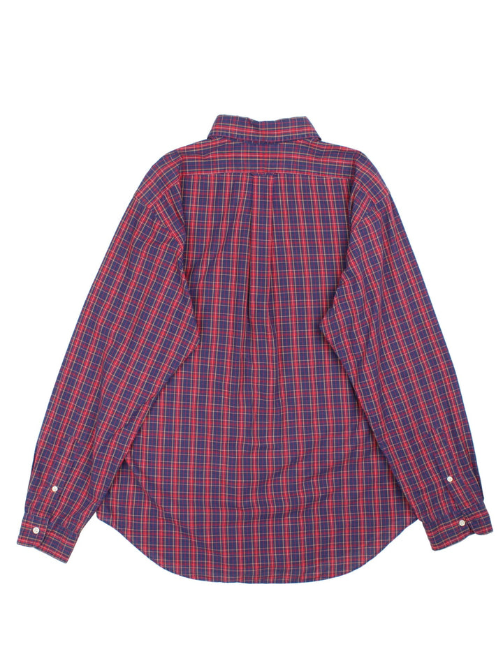 Ralph Lauren Shirt in a blue and red checkered colourway, button up with the logo embroidered on the front.