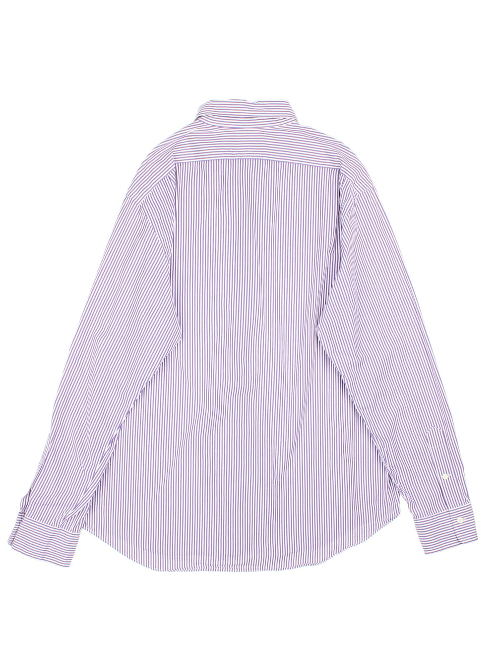 Ralph Lauren Shirt in a purple and white striped colourway, button up with the logo embroidered on the front.