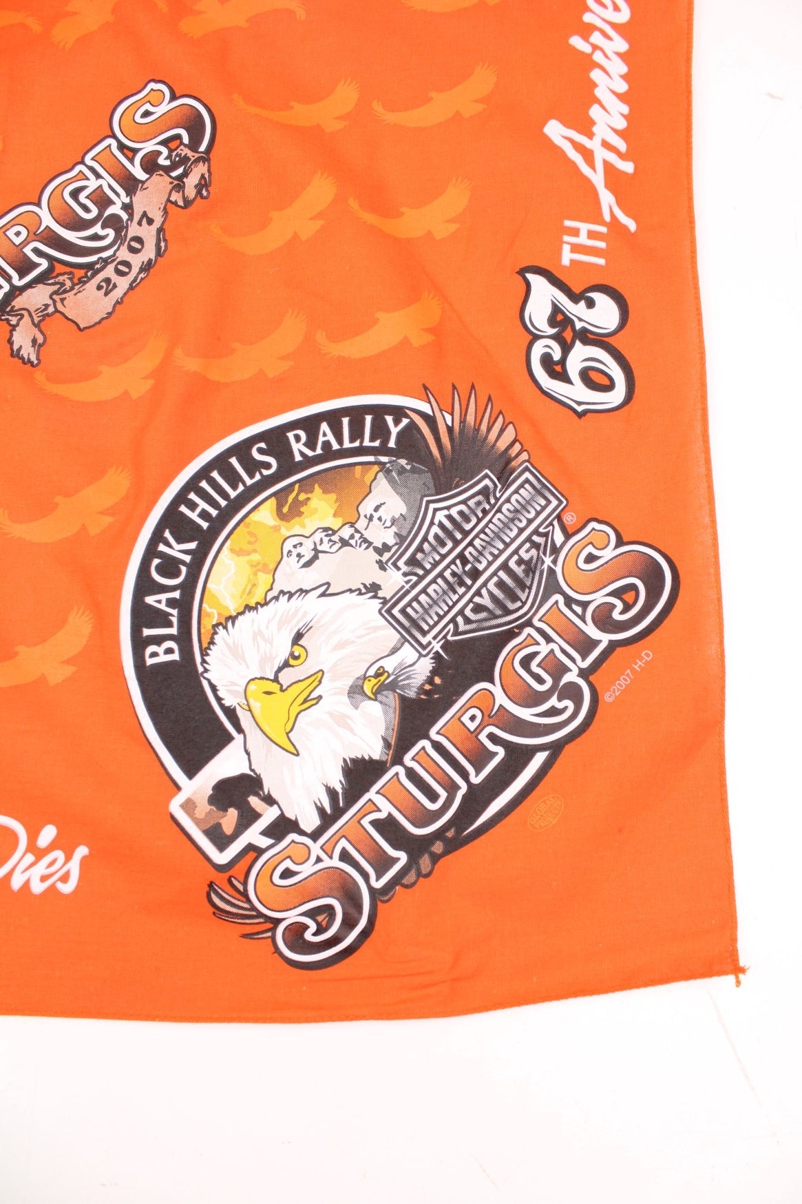 Harley-Davidson 2007 Black Hills Rally Sturgis bright orange cotton bandana  