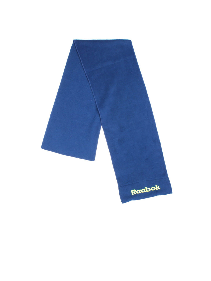 Vintage Reebok Scarf in a blue colourway with the spell out logo embroidered on.