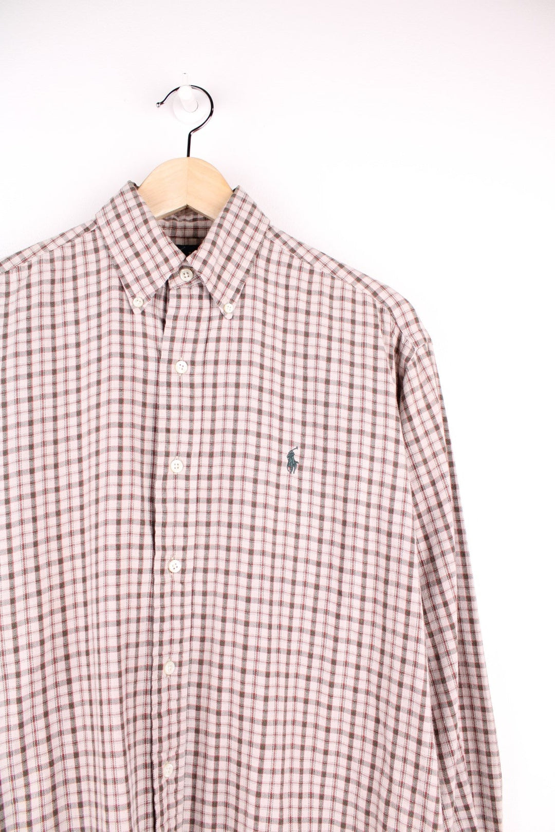 Ralph Lauren shirt in Tan check with button closure.