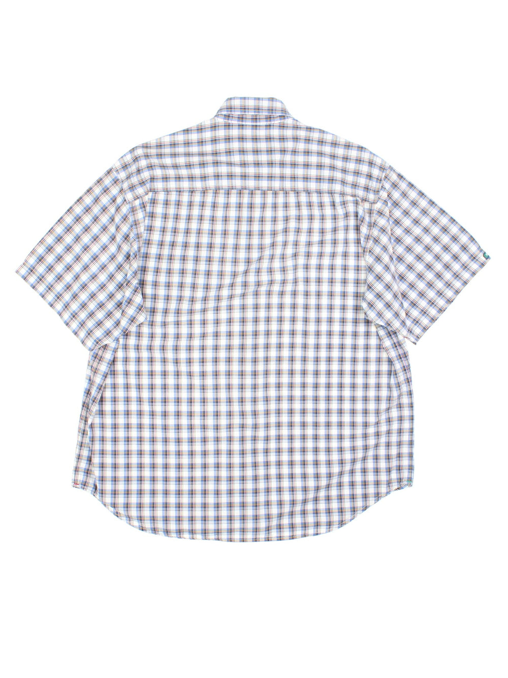 1990s Kickers check shirt in a blue, white and yellow colourway, button up with a patch pocket - the logo is stitched on the front. 