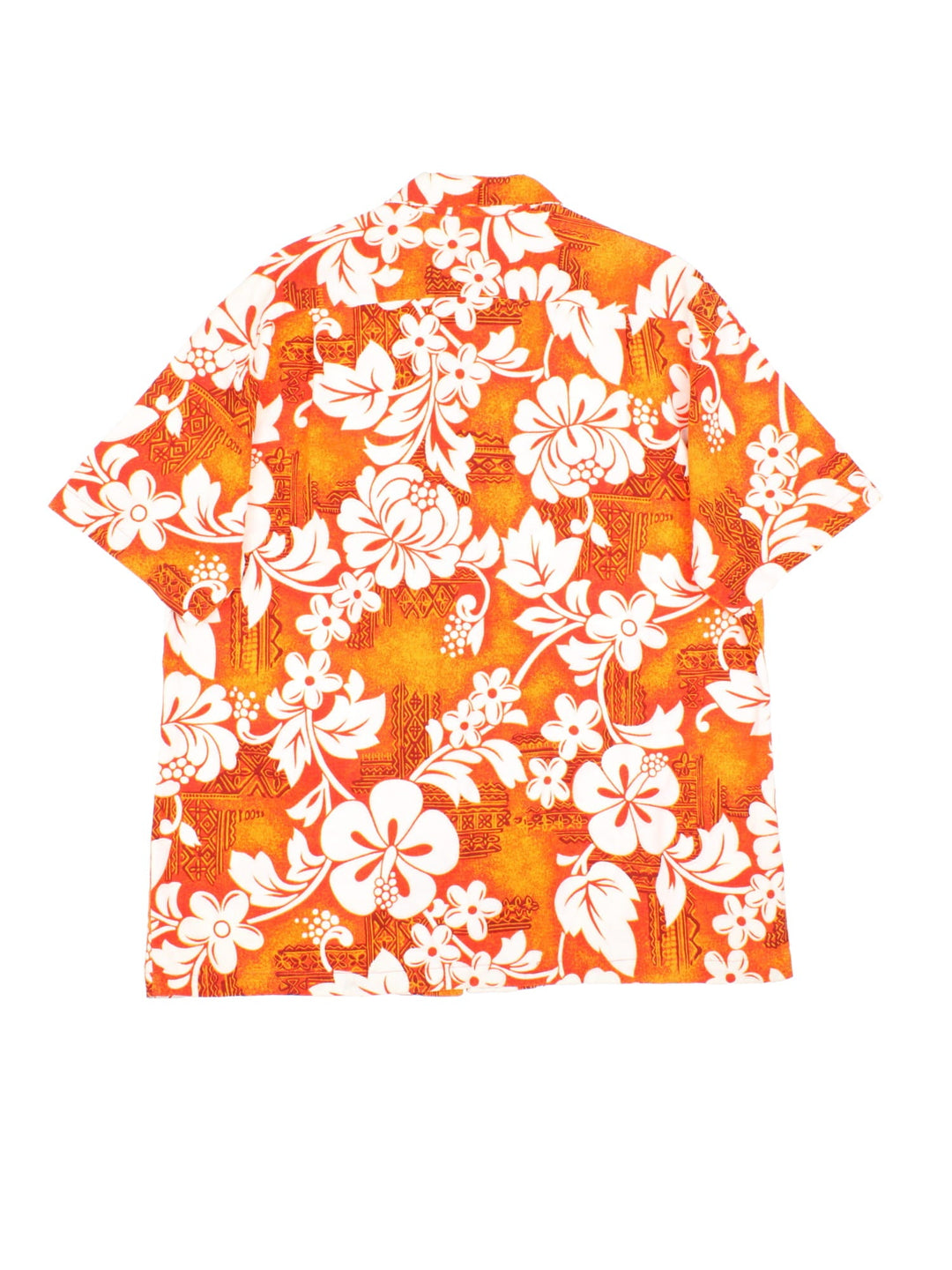 Vintage Royal Hawaiian Shirt in a orange and white floral patterned colourway, button up and has a chest pocket.