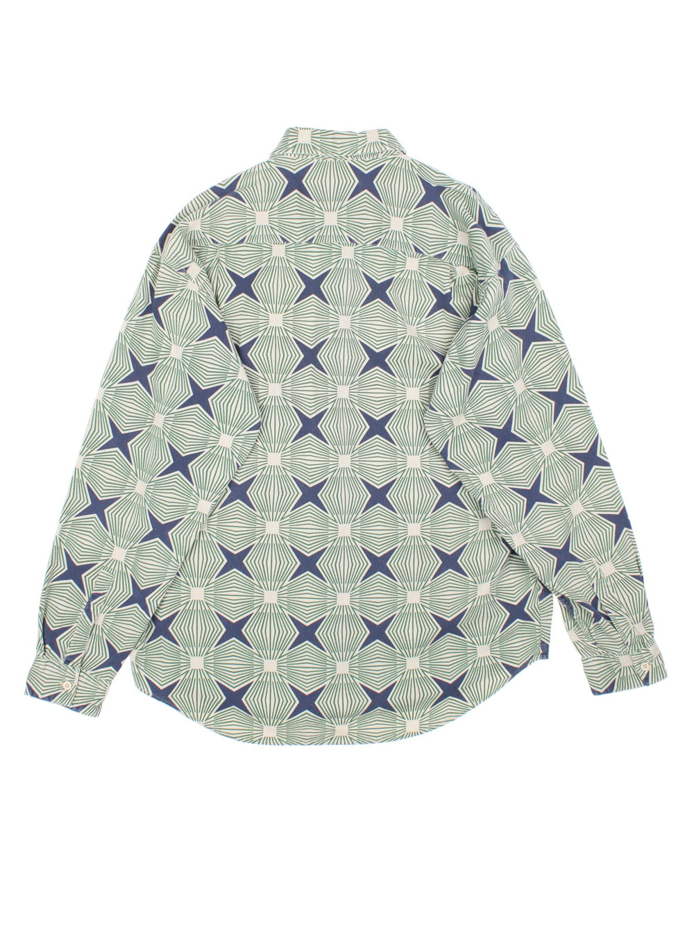 Vintage Armani Jeans Patterned Shirt in a green and blue colourway, button up and has a chest pocket.