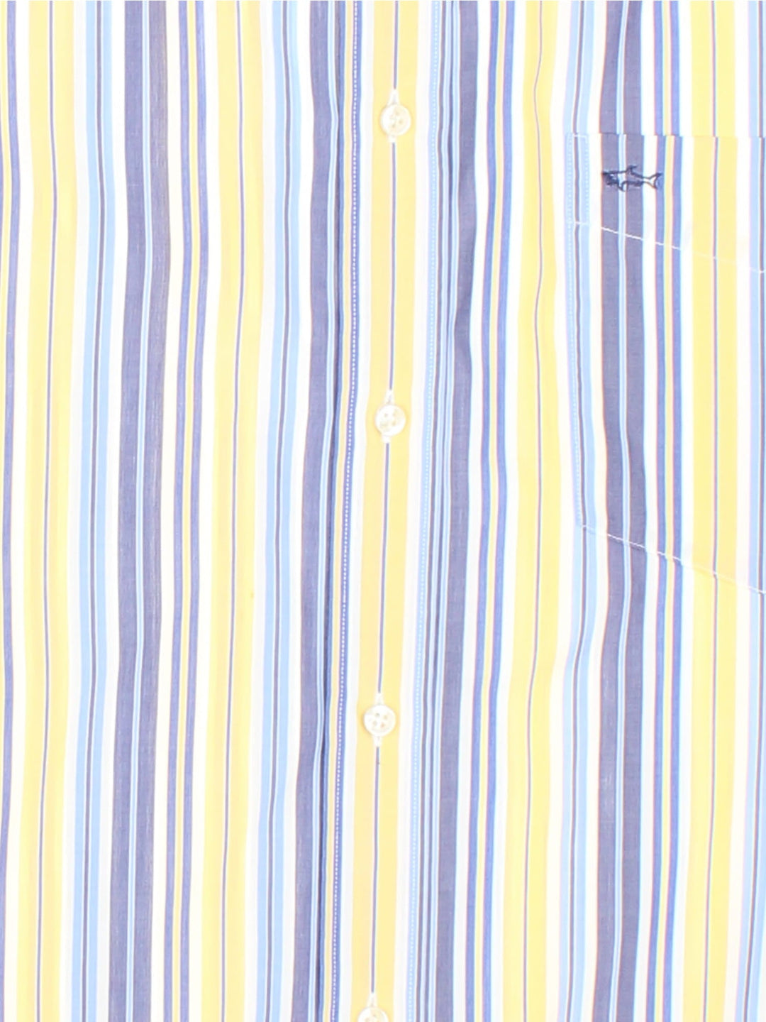 Paul & Shark Short Sleev Shirt in a yellow, blue and whitem striped colourway, button up and has a chest pocket with the logo embroidered on the front.