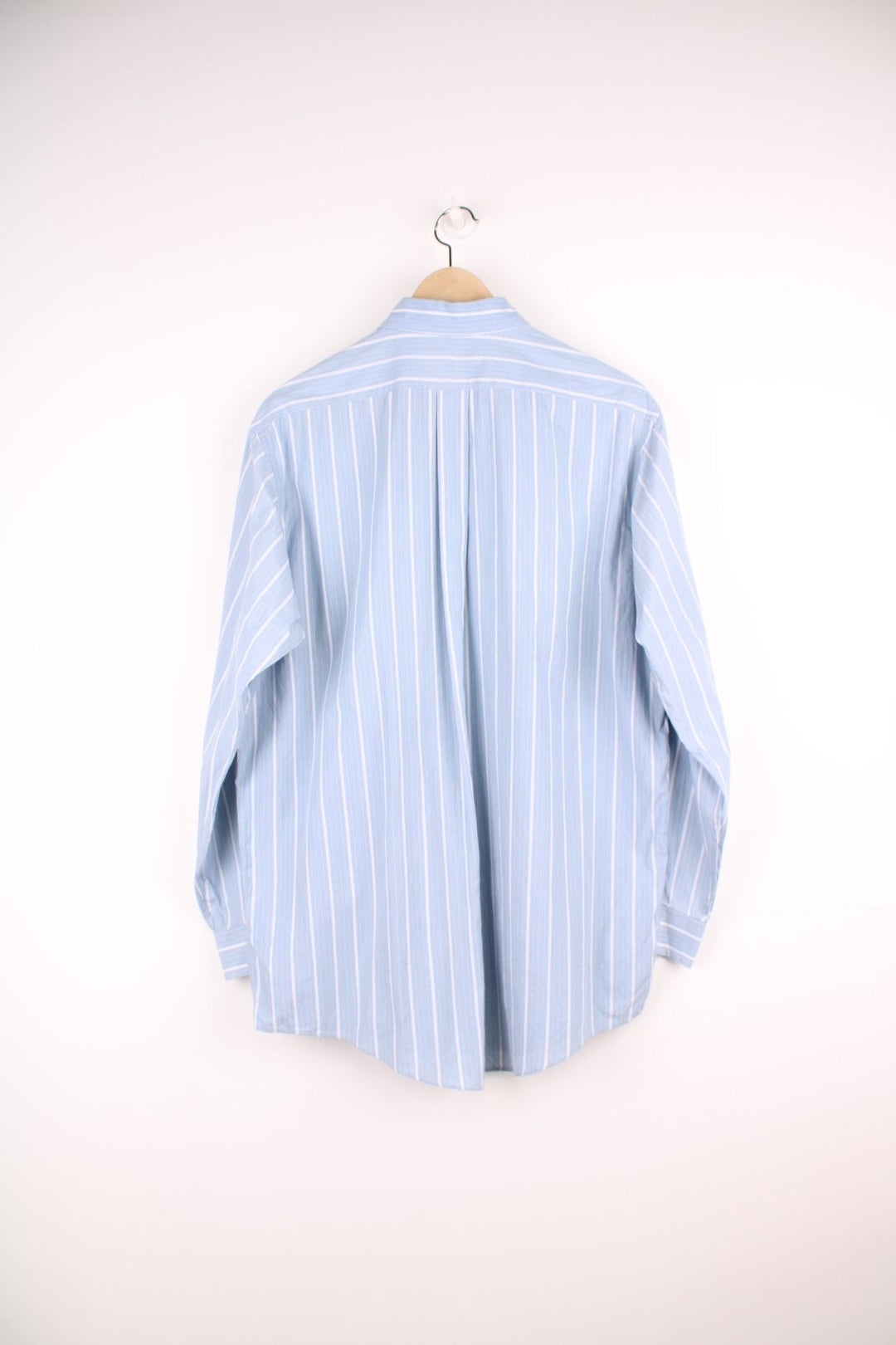 Vintage 70s Burberry/Burberrys Of London blue pinstripe shirt with chest pockets. 