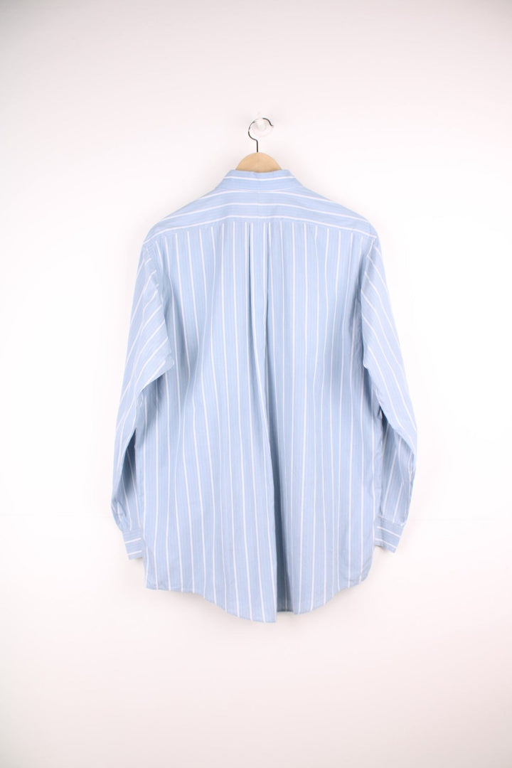 Vintage 70s Burberry/Burberrys Of London blue pinstripe shirt with chest pockets. 