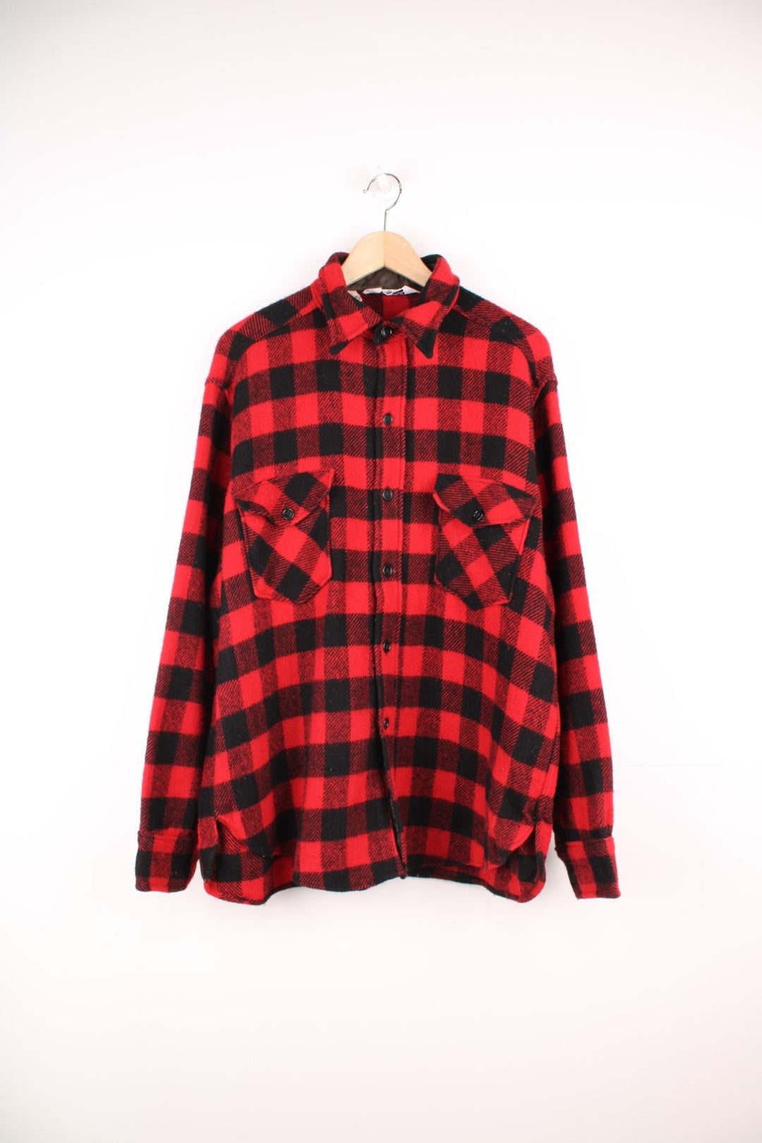 Vintage Woolrich red and black checked wool overshirt. 