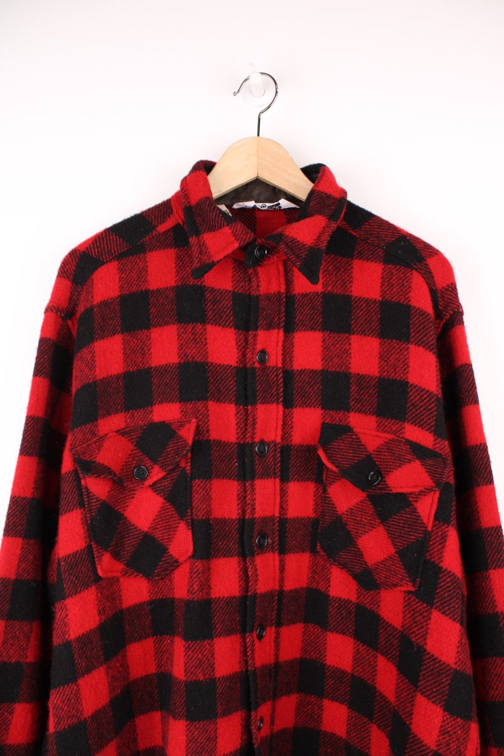 Vintage Woolrich red and black checked wool overshirt. 