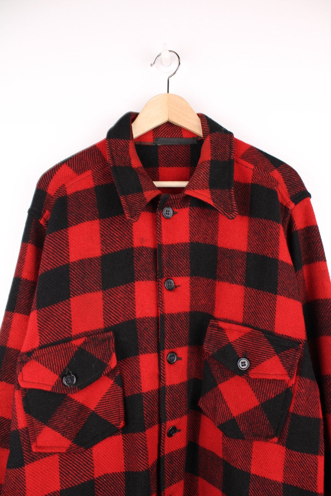 Vintage red and black checked button through CPO jacket. 