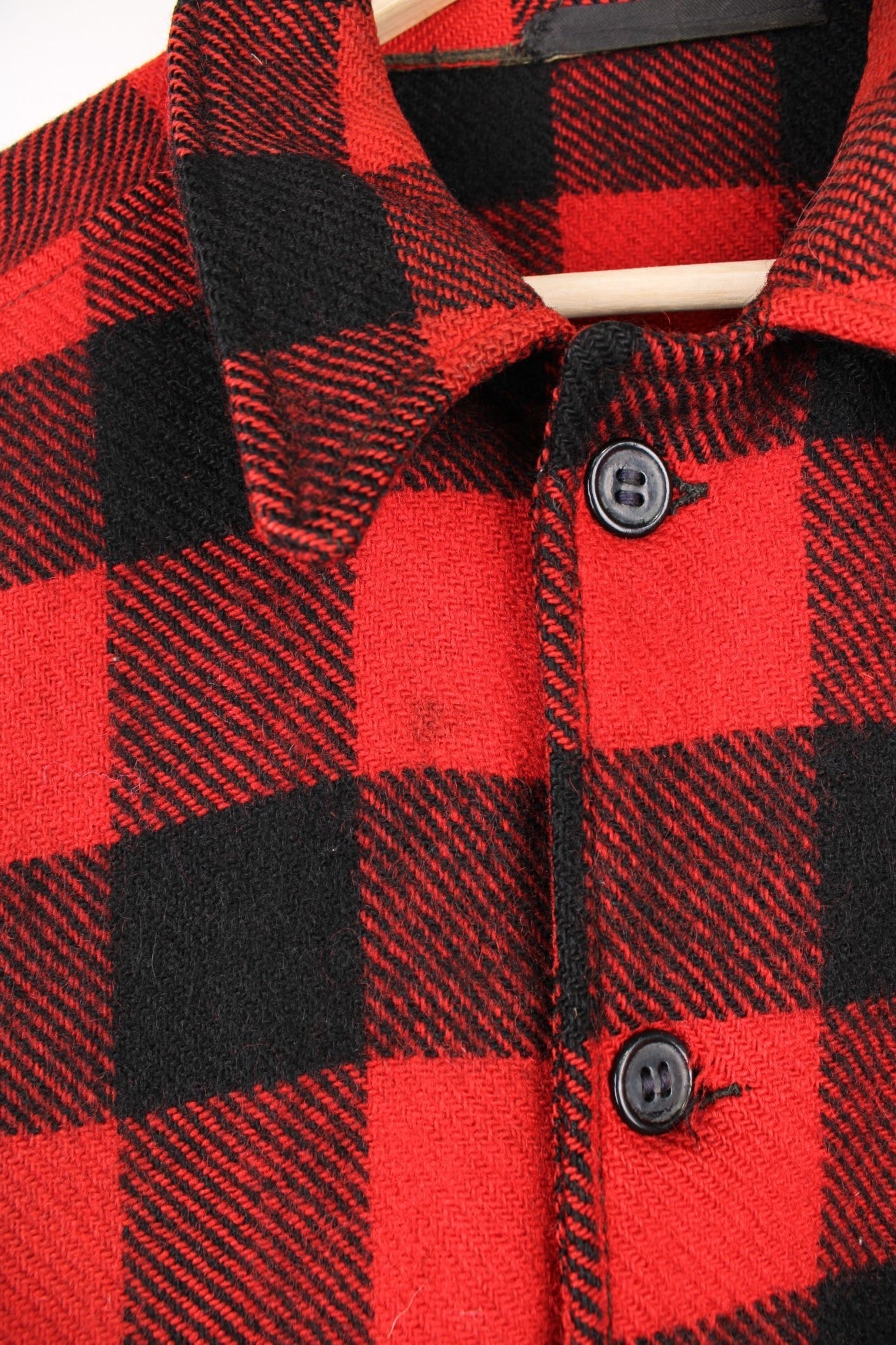 Vintage red and black checked button through CPO jacket. 