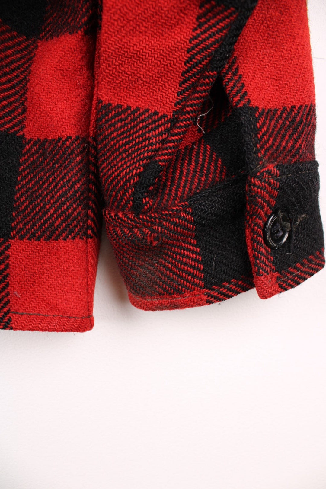 Vintage red and black checked button through CPO jacket. 