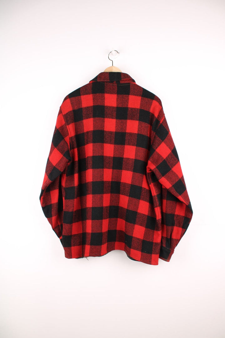 Vintage red and black checked button through CPO jacket. 