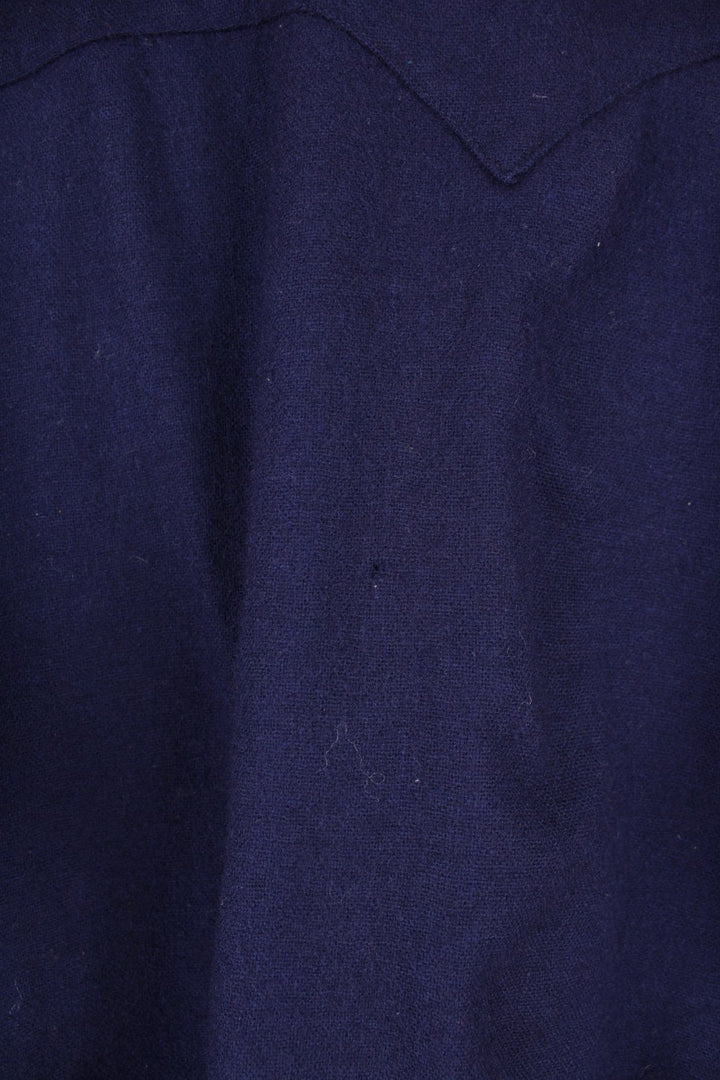 Vintage Marlboro wool Pearl Snap shirt in navy blue.