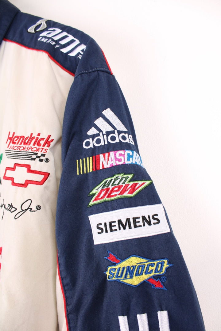 NASCAR Dale Earnhardt Jr, National Guard shirt with popper fastenings. Features embroidered logo and badges.