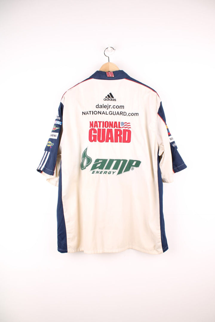 NASCAR Dale Earnhardt Jr, National Guard shirt with popper fastenings. Features embroidered logo and badges.