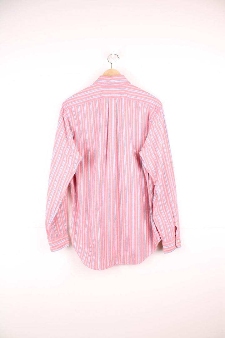 Pink, blue and white Ralph Lauren pinstripe shirt with signature embroidered logo on the chest.