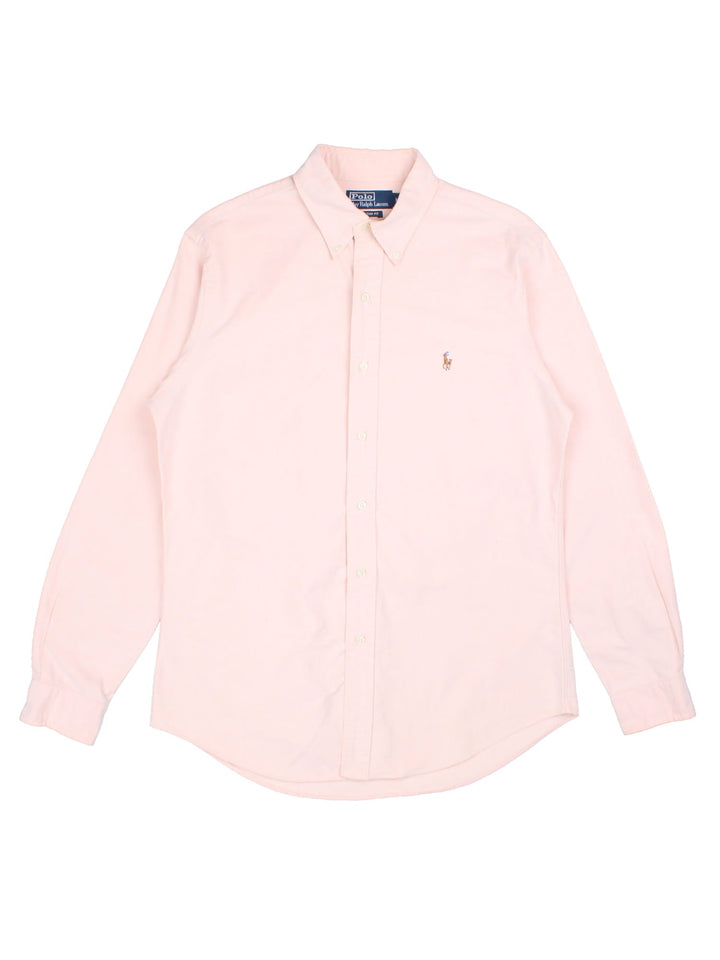 Ralph Lauren button-down shirt pale pink with a small embroidered logo on the chest.