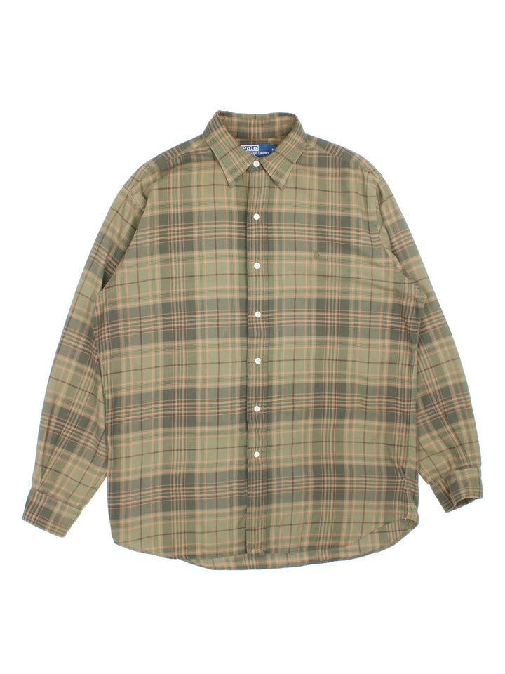 Ralph Lauren check shirt in green with a small embroidered logo on the chest.