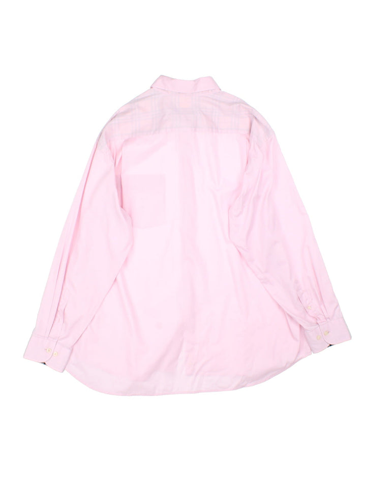 Burberry Shirt in a pink colourway, button up with the logo embroidered on the front.