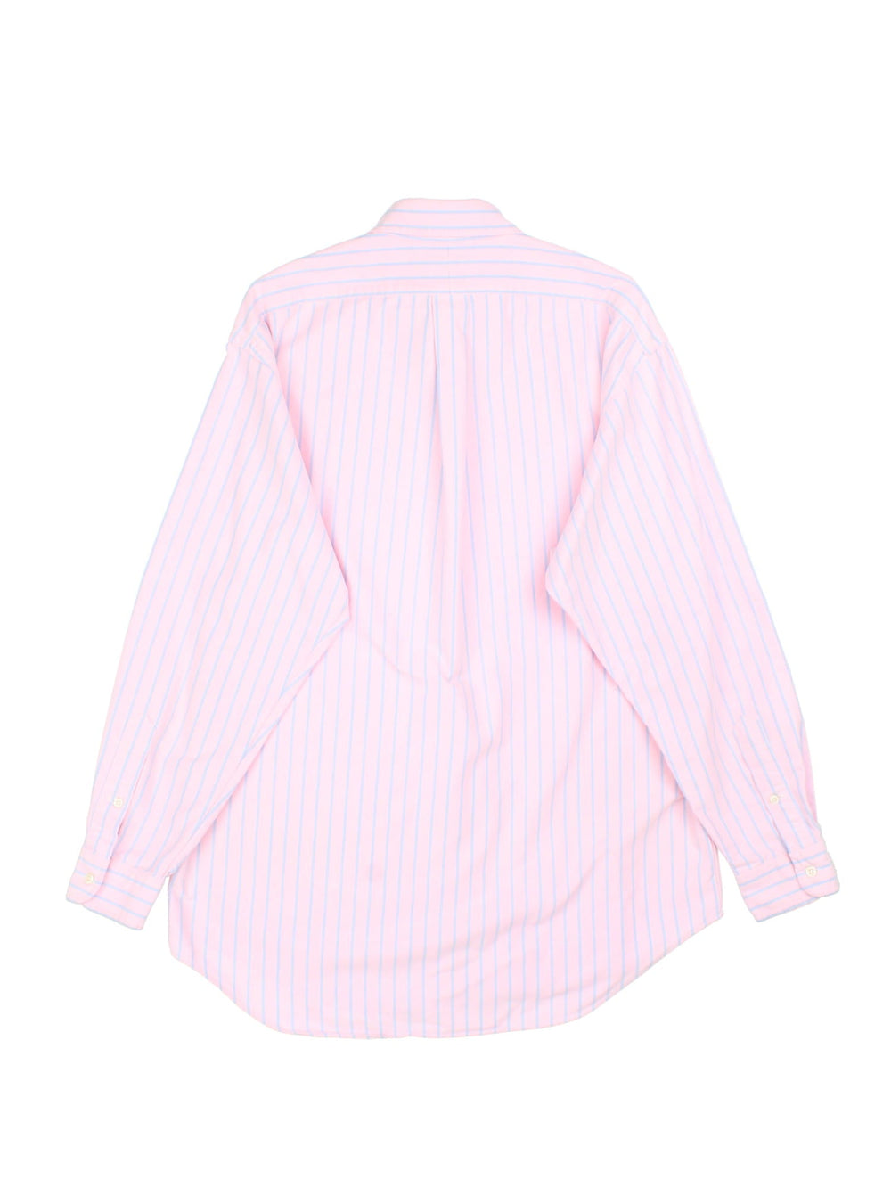 Ralph Lauren Shirt in a pink colourway with blue stripe, button up and has the logo embroidered on the front.