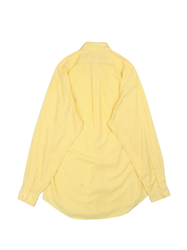 Ralph Lauren Shirt in a yellow colourway, button up with the contrast logo embroidered on the front.