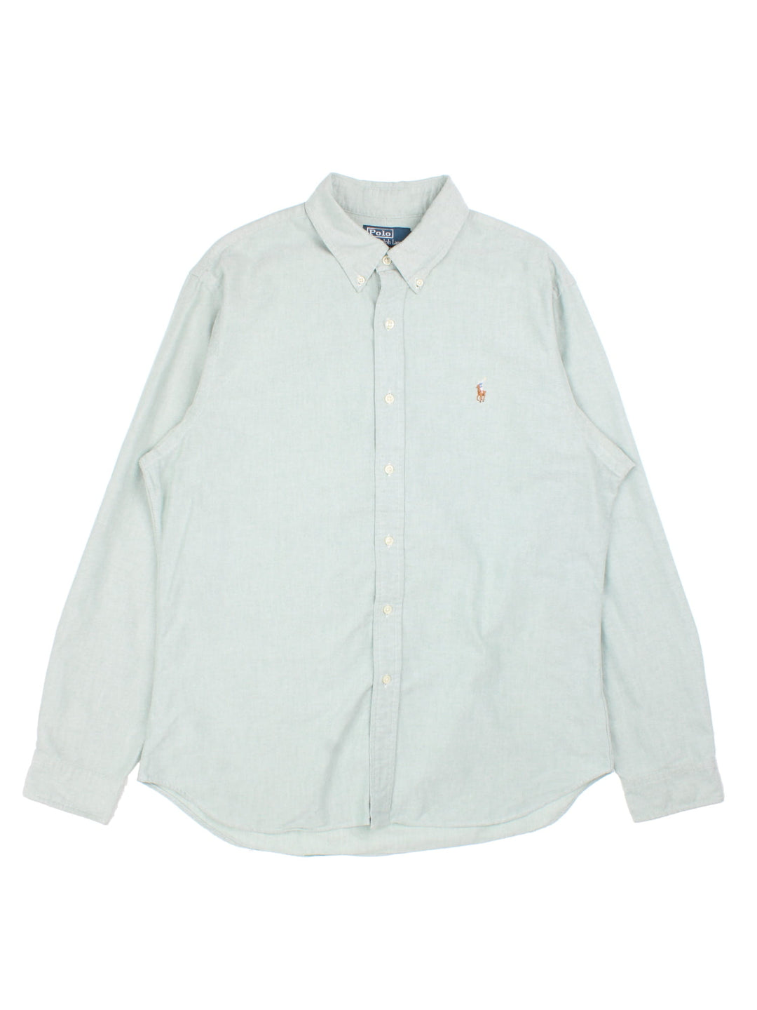 Ralph Lauren Shirt in a green colourway, button up with the contrast logo embroidered on the front.