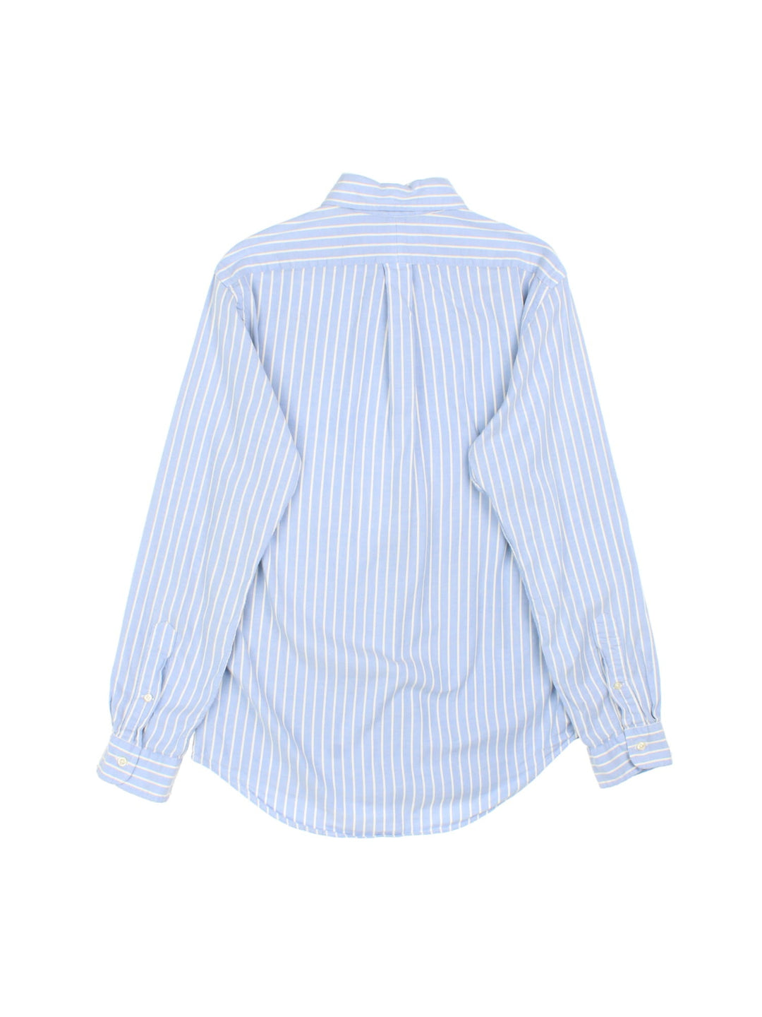 Ralph Lauren Shirt in a blue colourway with white stripe, button up with the contrast logo embroidered on the front.