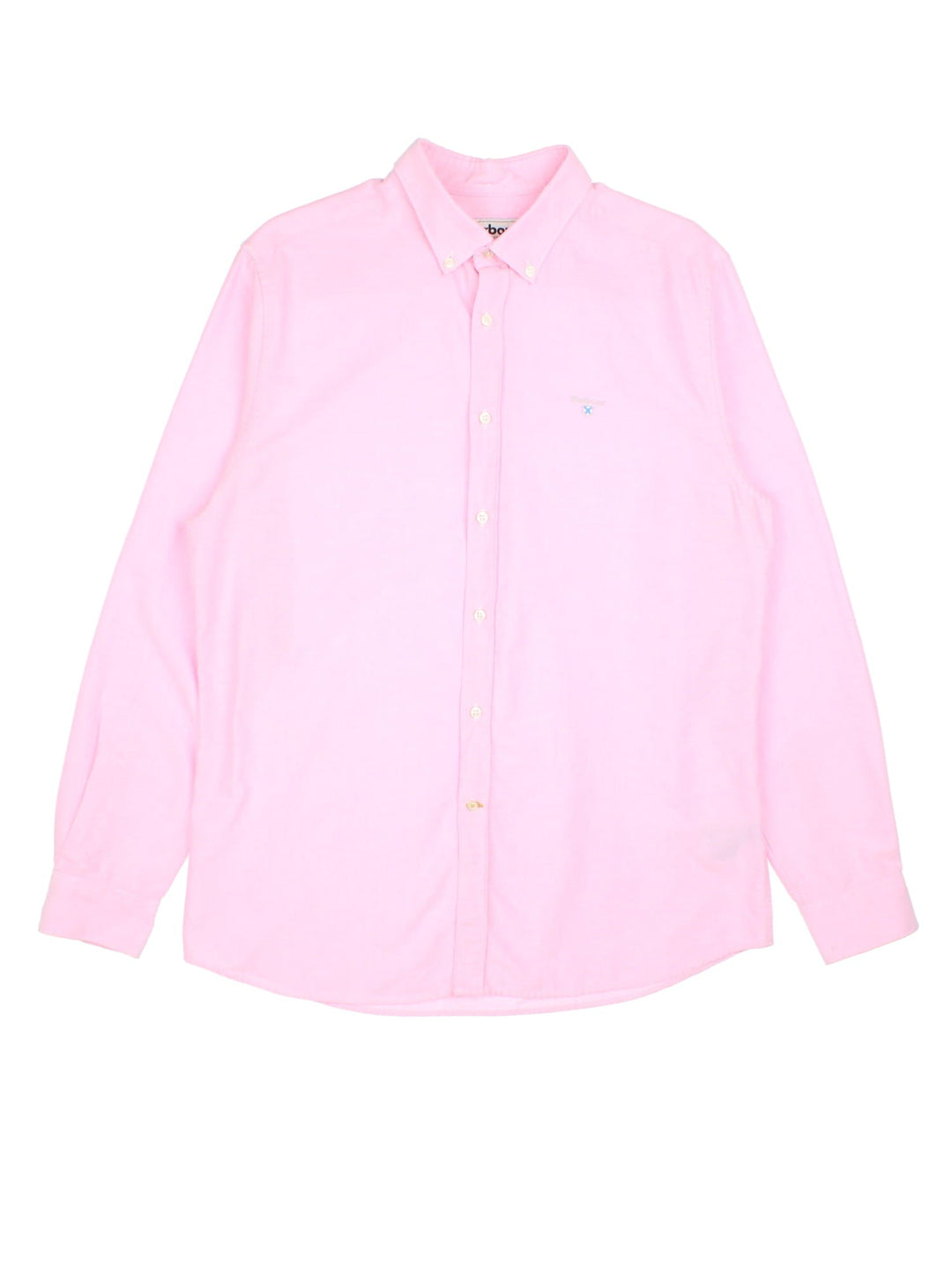 Barbour long sleeve shirt in a pink colourway with the logo embroidered on the front.