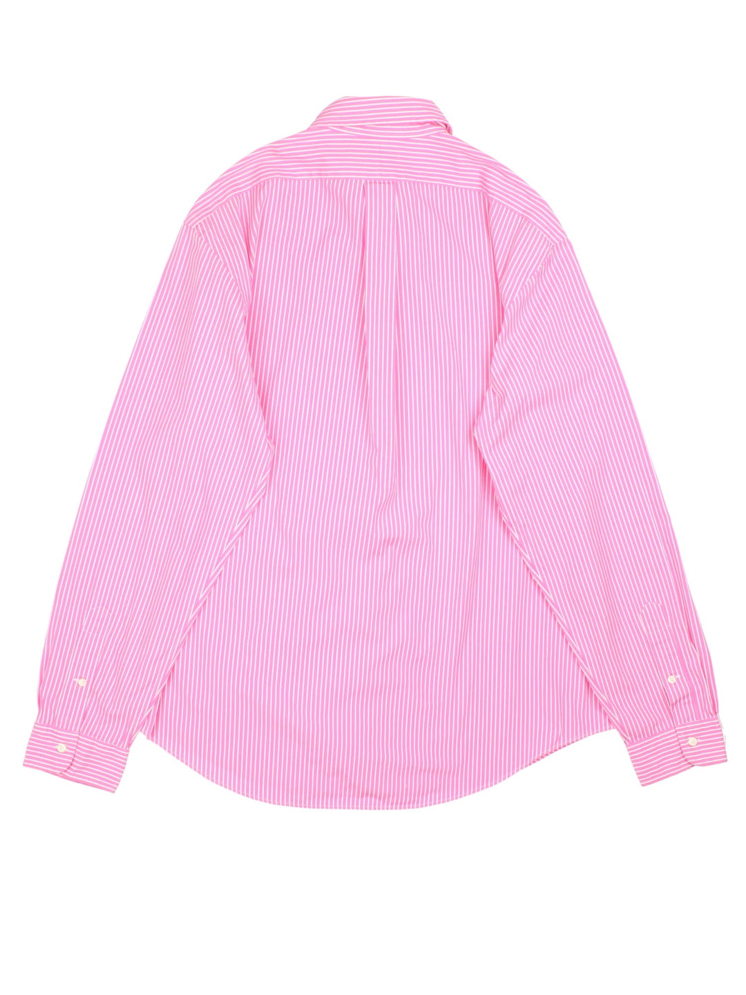 Vintage Ralph Lauren Shirt in a pink and white striped colourway with the logo embroidered on the front.