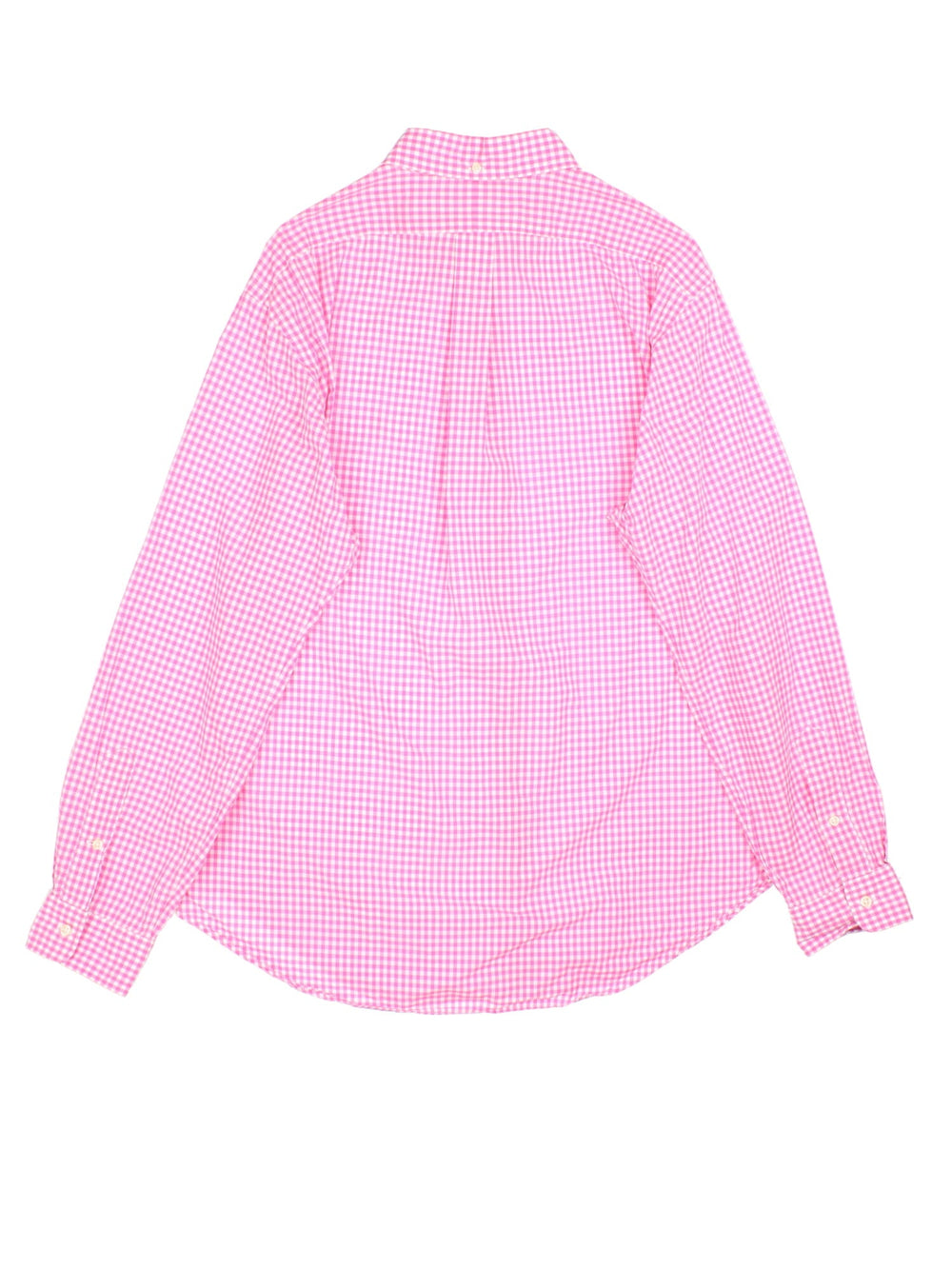 Ralph Lauren gingham shirt in a pink and white colourway with the logo embroidered on the front.