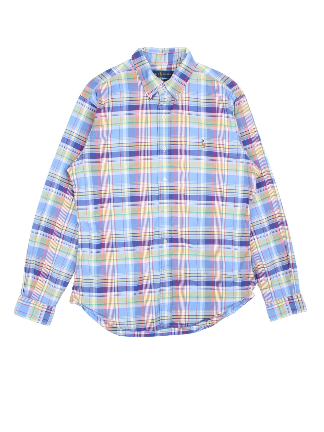 Ralph Lauren Shirt in a blue checked colourway with the logo embroidered on the front.