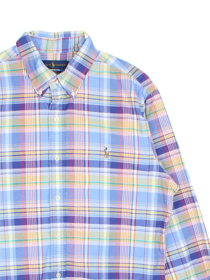 Ralph Lauren Shirt in a blue checked colourway with the logo embroidered on the front.