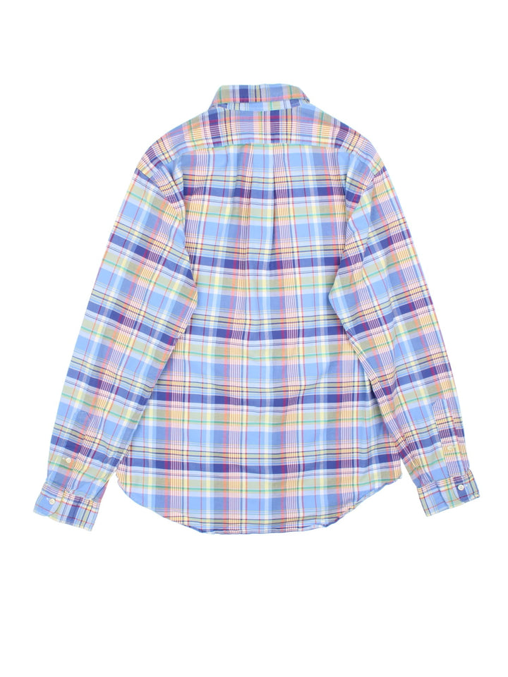 Ralph Lauren Shirt in a blue checked colourway with the logo embroidered on the front.