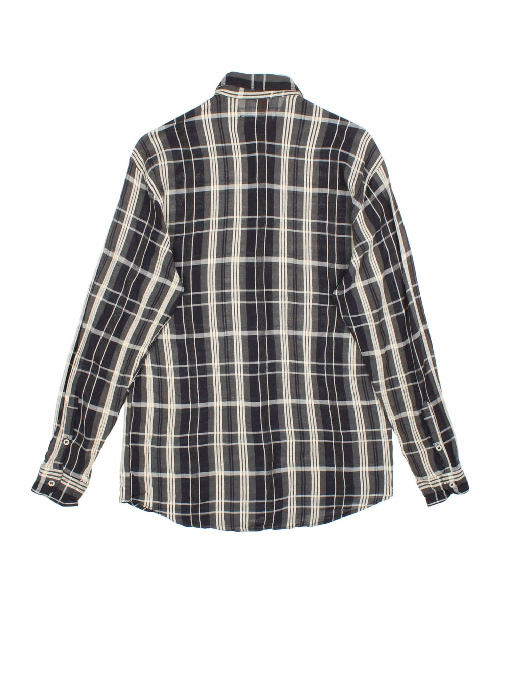 Vintage Armani checked shirt in a black and white colourway with the logo embroidered on the front patch pocket.