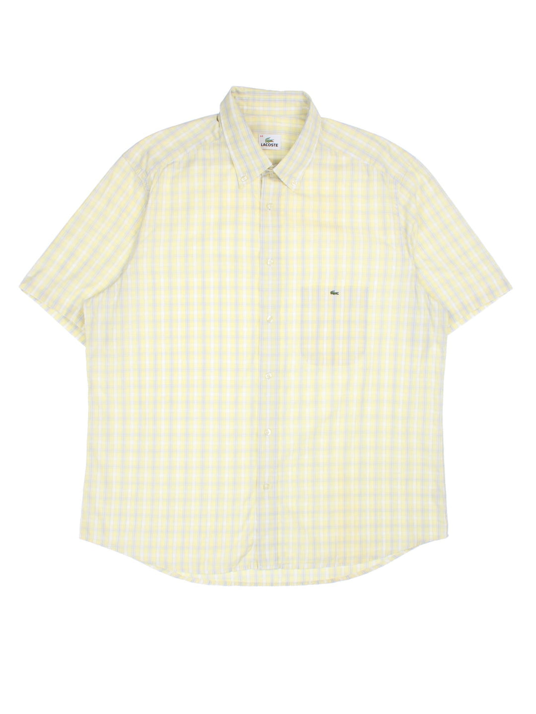 Lacoste Checked Shirt in a yellow colourway, button up with the logo embroidered on the front.