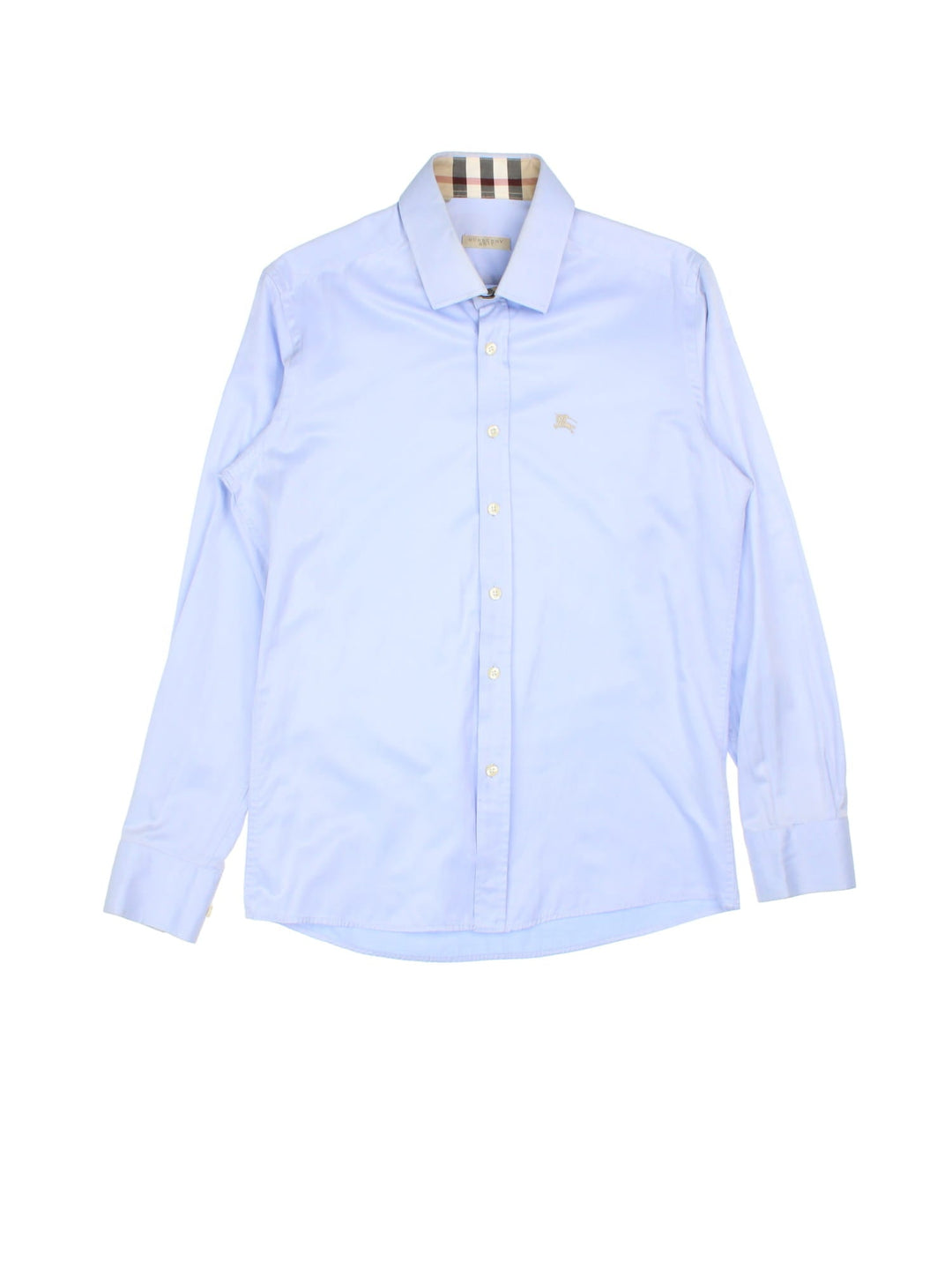 Burberry Brit Shirt in a blue colourway, button up with the logo embroidered on the front.