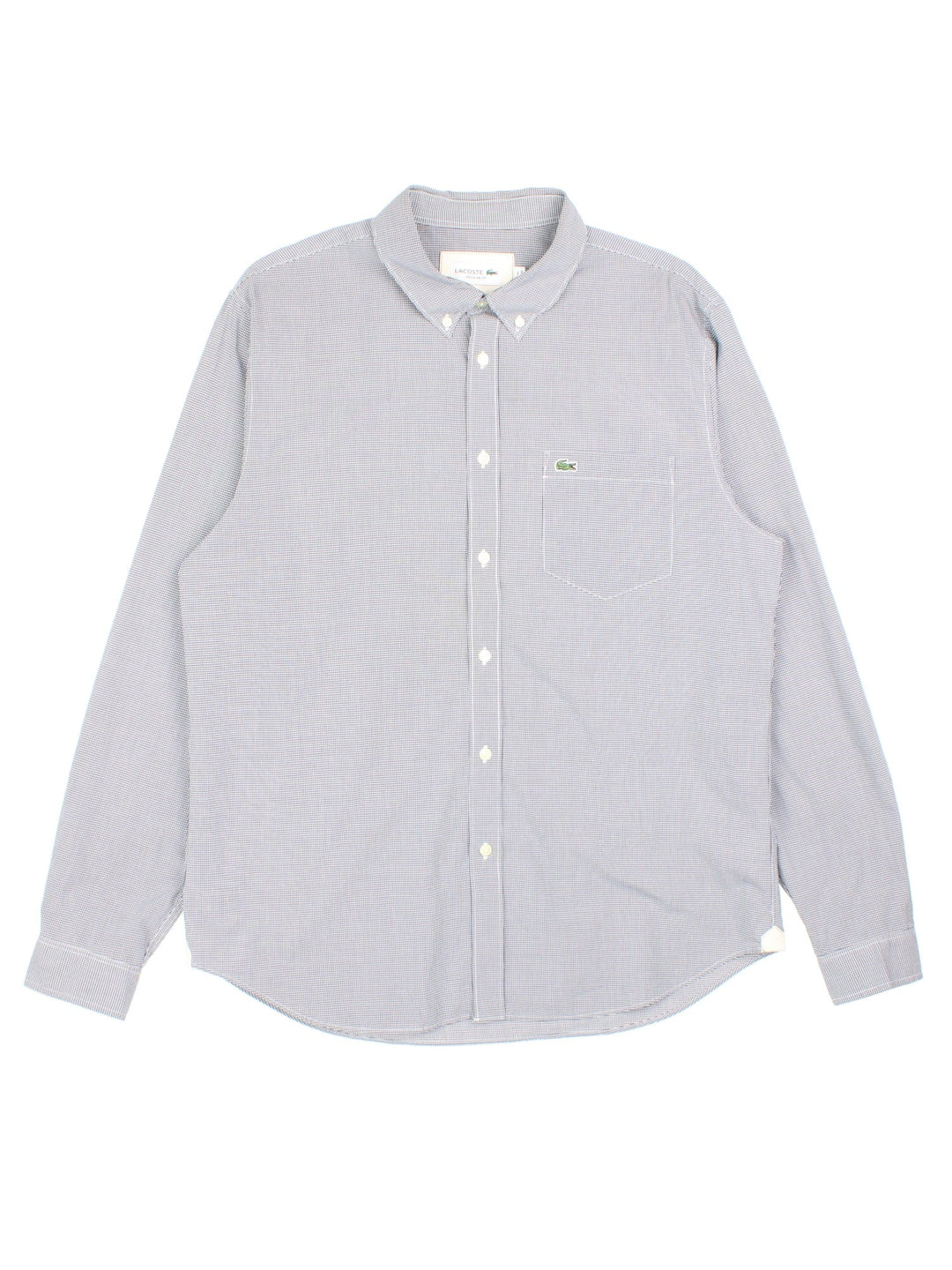 Lacoste Checked Shirt in a grey colourway, button up with embroidered logo.