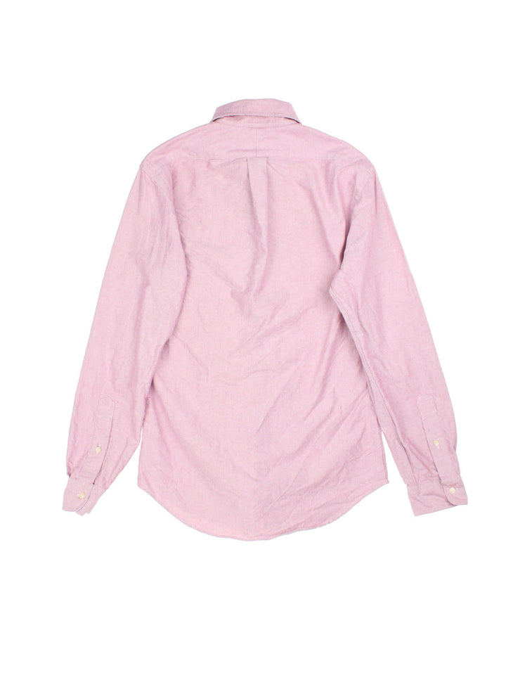 Ralph Lauren Shirt in a pink colourway, button up with the logo embroidered on the front.