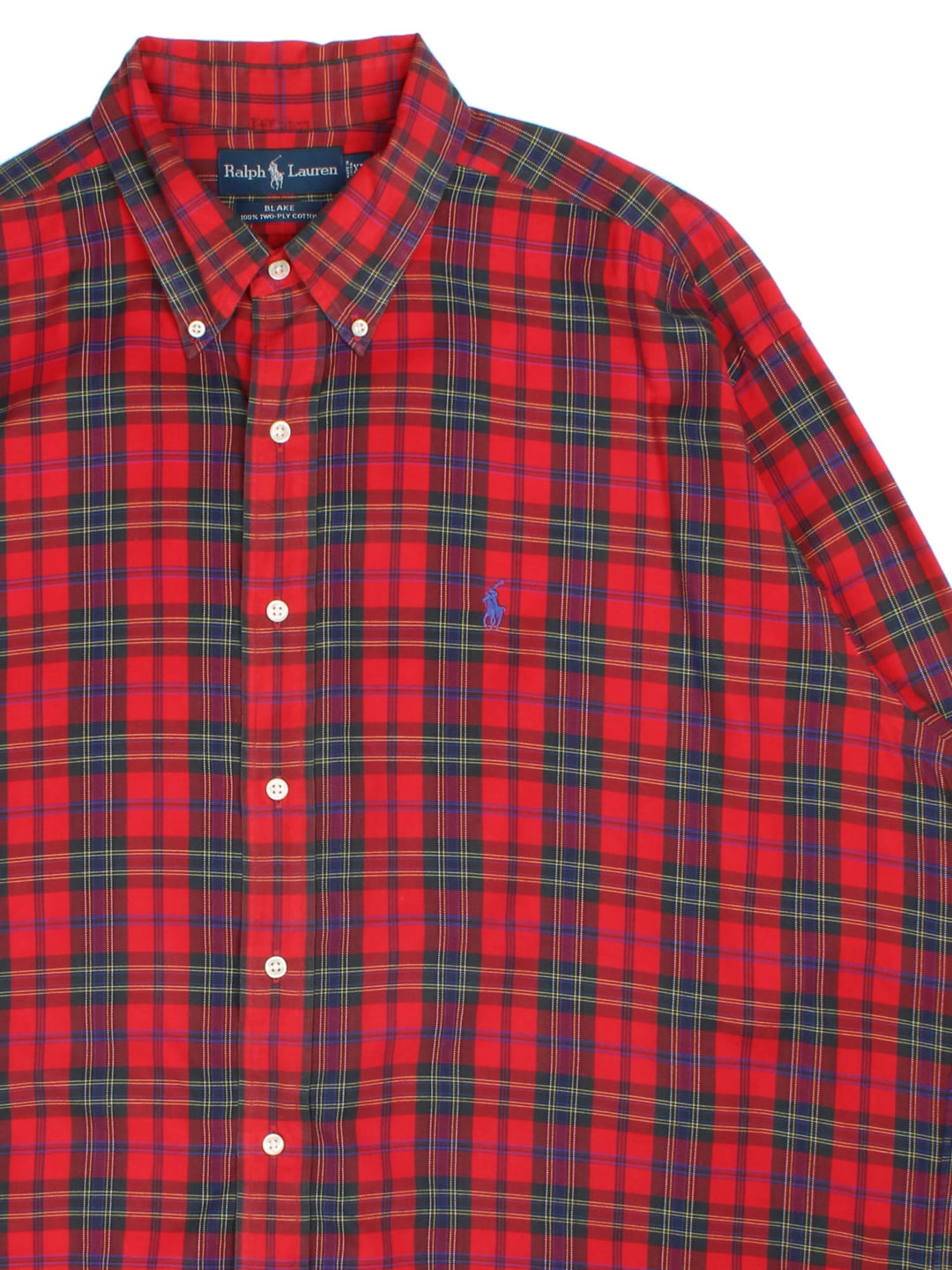 Ralph Lauren Shirt in a red/green/blue checked colourway, button up with the logo embroidered on the front.