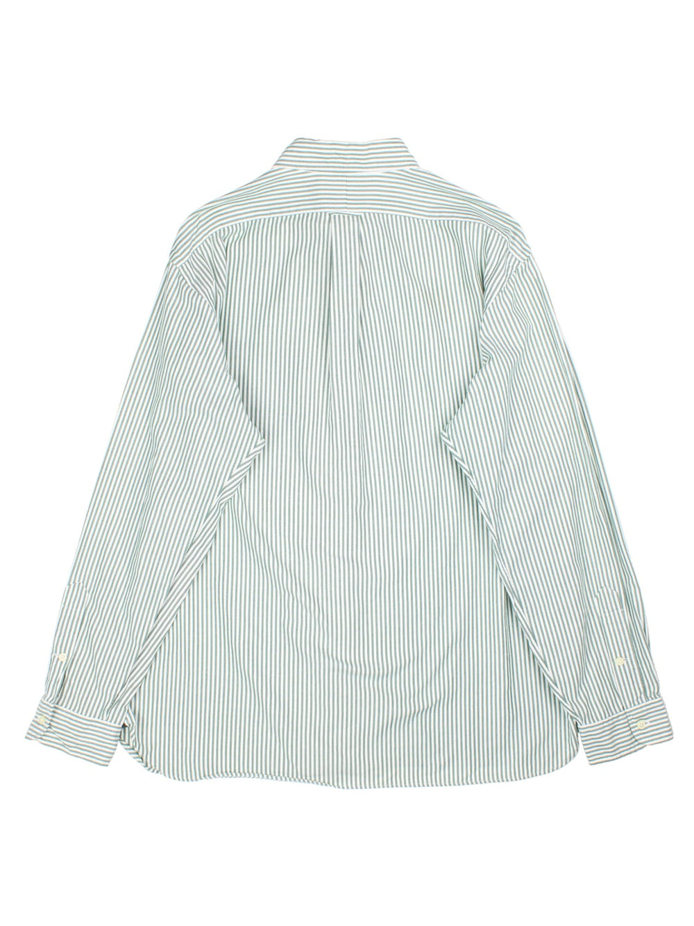 Ralph Lauren Shirt in a green/white stripe colourway, button up with the logo embroidered on the front.